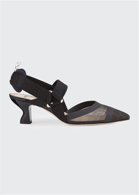 fendi colibri mesh slingback pumps.